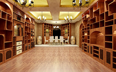 古典,优雅的新中式风格酒窖效果图-比士亚中式酒窖效果图